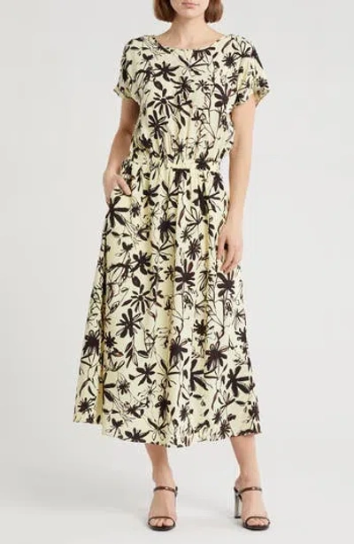 Melloday Geo Print Midi Dress In Yellow