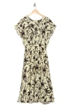 Melloday Geo Print Midi Dress In Black/cream Floral