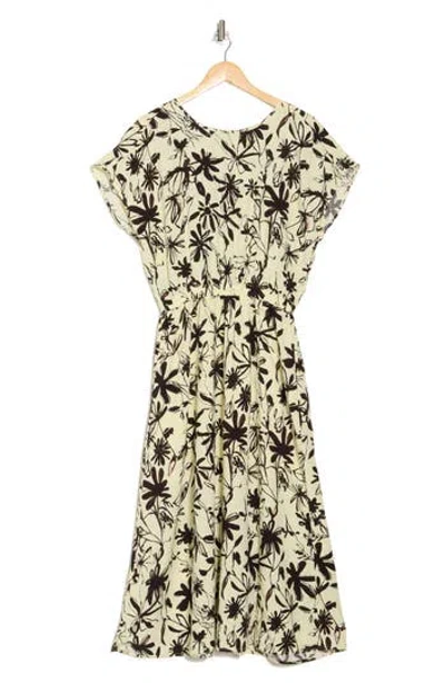Melloday Geo Print Midi Dress In Black/cream Floral