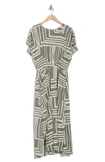 Melloday Geo Print Midi Dress In Neutral