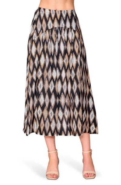 Melloday Geo Print Midi Skirt