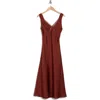 Melloday Inset Lace Empire Waist Bias Satin Maxi Dress In Mocha
