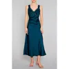 Melloday Inset Lace Empire Waist Bias Satin Maxi Dress In Teal