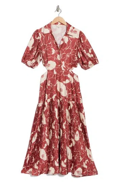 Melloday Johnny Collar Cutout Midi Dress In Red