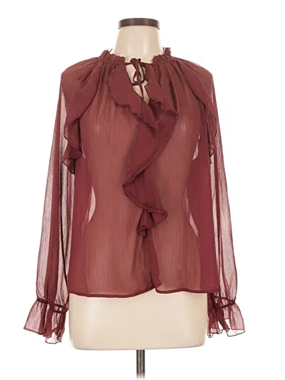 Pre-owned Melloday Long Sleeve Blouse In Burgundy