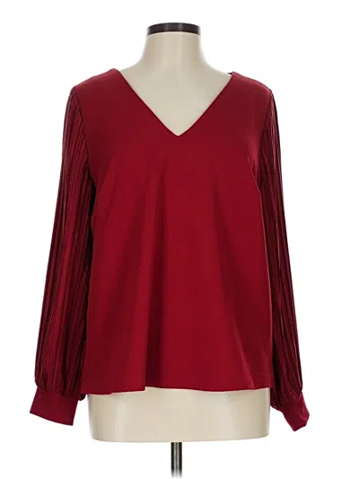 Pre-owned Melloday Long Sleeve Blouse In Burgundy