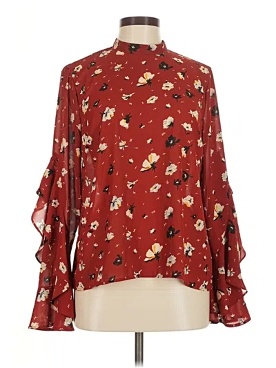 Pre-owned Melloday Long Sleeve Blouse In Burgundy