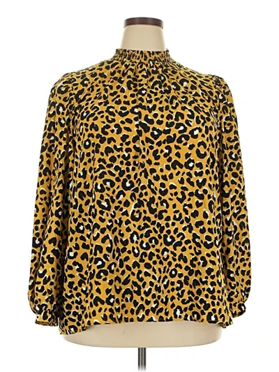 Pre-owned Melloday Long Sleeve Blouse In Gold