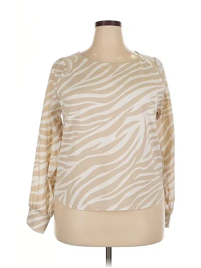 Pre-owned Melloday Long Sleeve Blouse In Tan