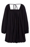 Melloday Long Sleeve Bubble Minidress In Black