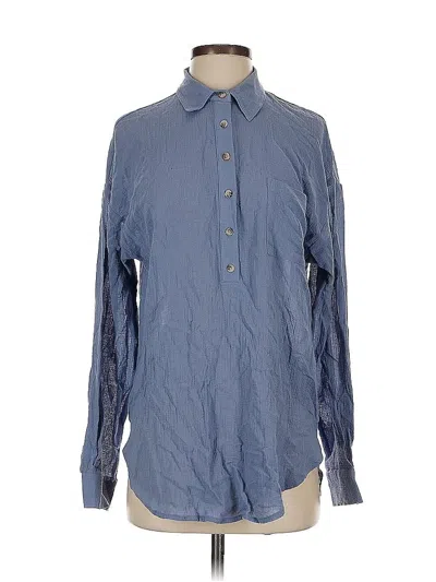 Pre-owned Melloday Long Sleeve Button Down Shirt In Blue