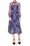 Melloday Long Sleeve Chiffon Dress In Purple