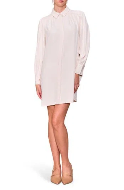 Melloday Long Sleeve Crepe Shirtdress In Pink