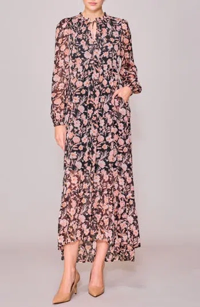 Melloday Long Sleeve Front Tie Maxi Dress