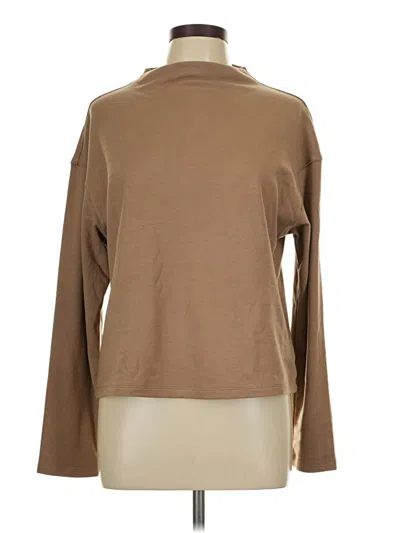 Pre-owned Melloday Long Sleeve Top Brown Turtleneck Tops