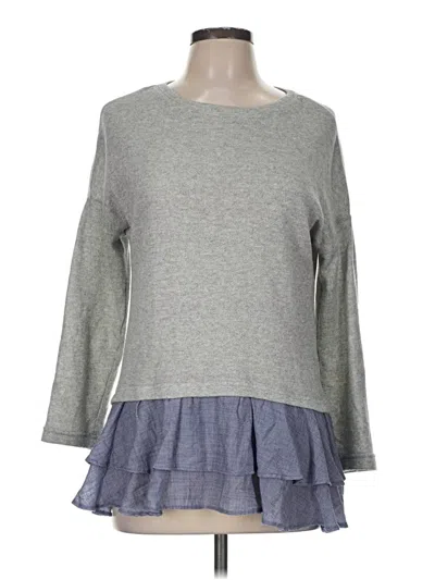 Pre-owned Melloday Long Sleeve Top Gray Crew Neck Tops