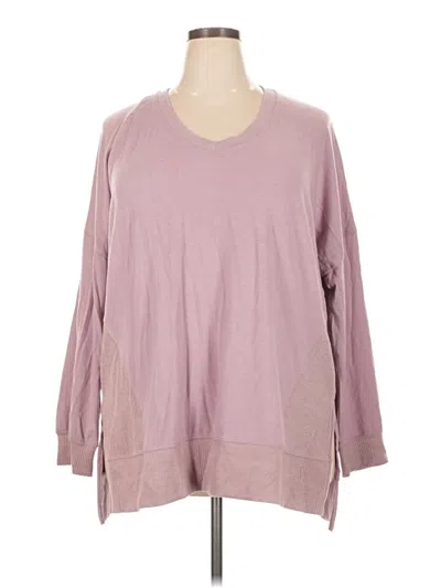 Pre-owned Melloday Long Sleeve Top Purple Crew Neck Tops