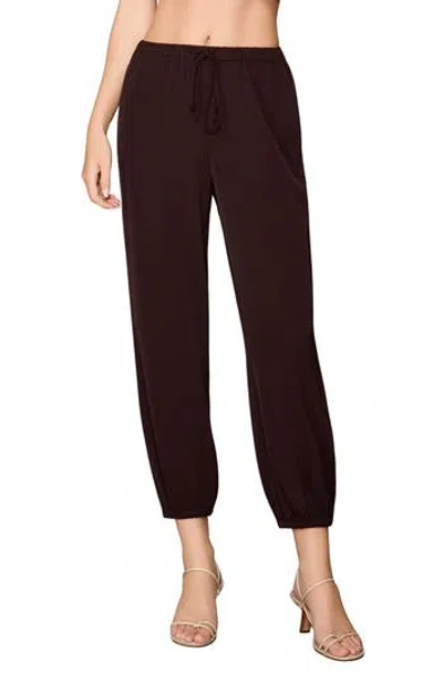 Melloday Luxe Crepe Balloon Pants In Brown