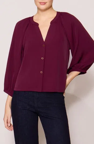 Melloday Luxe Crepe Three-quarter Sleeve Top In Pink