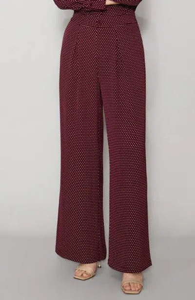 Melloday Luxe Crepe Wide Leg Pants In Burgundy