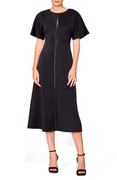 Melloday Luxe Keyhole Cutout Fit & Flare Dress In Black