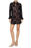 Melloday Medallion Lace Long Sleeve Minidress In Black