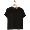 Melloday Mixed Media Stretch Top In Black