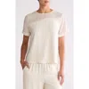 Melloday Mixed Media Stretch Top In Bone