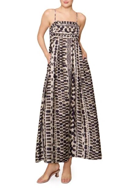 Melloday Mixed Print Satin Maxi Dress In Multi