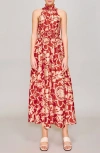 Melloday Mock Neck Maxi Dress In Red Floral Print