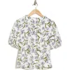 Melloday Mock Neck Puff Sleeve Top In Ivory/cream