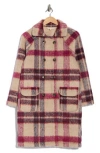 Melloday Plaid Faux Fur Peacoat In Multi