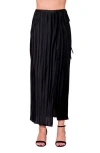 Melloday Pleat Side Tie Knit Maxi Skirt In Black