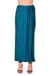 Melloday Pleat Side Tie Knit Maxi Skirt In Blue