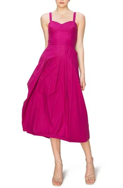 Melloday Pleated A-line Sundress In Berry