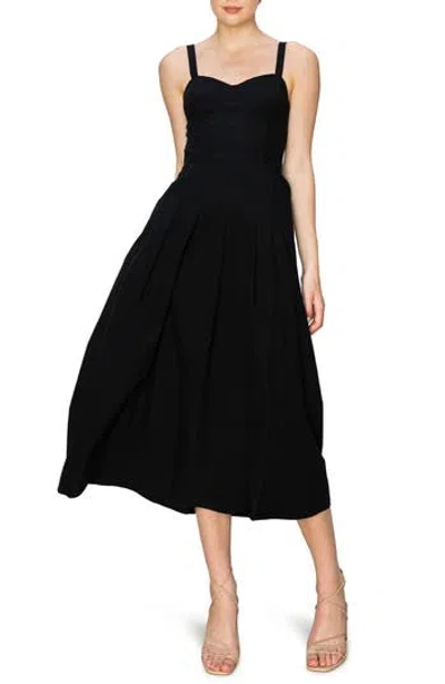 Melloday Pleated A-line Sundress In Black