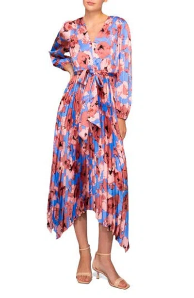Melloday Pleated Asymmetrical Maxi Dress In Multi