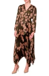 Melloday Pleated Asymmetrical Maxi Dress In Brown