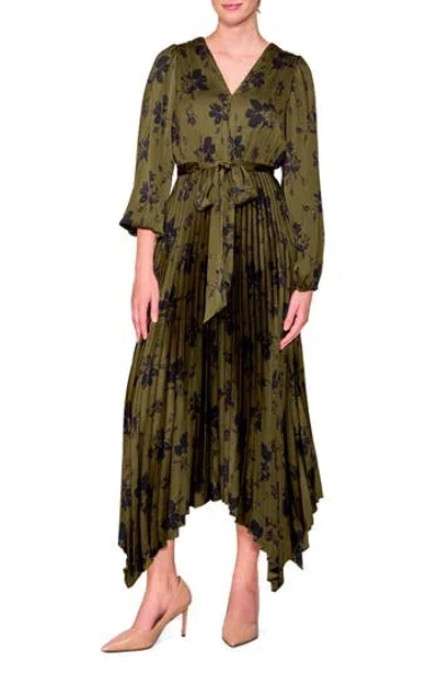 Melloday Pleated Asymmetrical Maxi Dress In Black