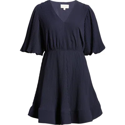 Melloday Pleated Flutter Sleeve Minidress In Blue