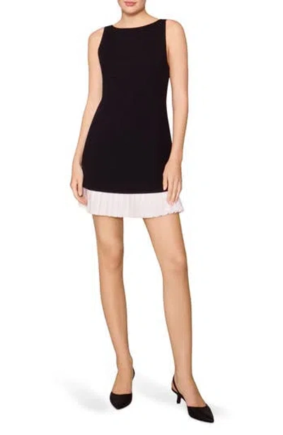 Melloday Pleated Hem Shift Minidress In Black