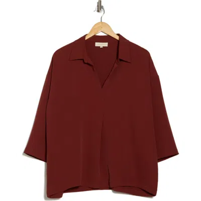 Melloday Pop Over Woven Top In Rust