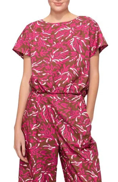 Melloday Poplin Banded Hem Top In Pink