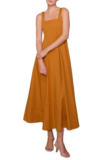 Melloday Poplin Maxi Dress In Brown
