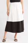 Melloday Poplin Skirt In White/black