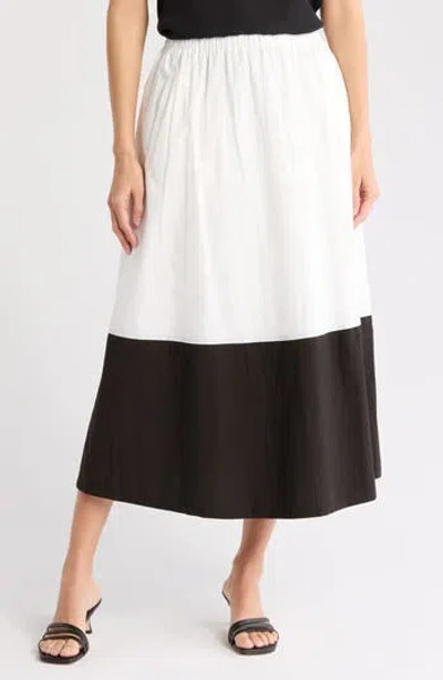 Melloday Poplin Skirt In White/black