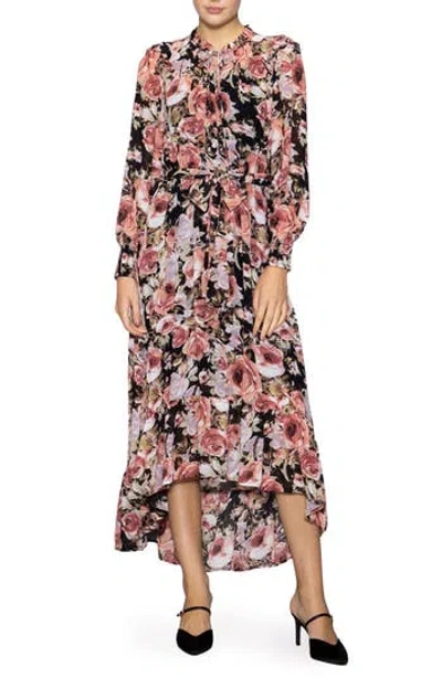 Melloday Print Long Sleeve Dress In Neutral