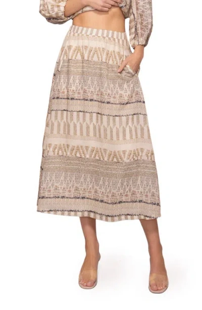 Melloday Print Midi Skirt In Brown