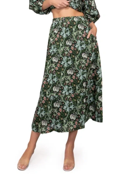 Melloday Print Midi Skirt In Green
