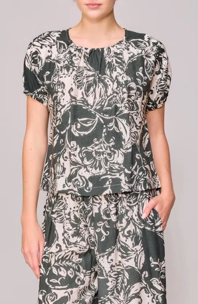 Melloday Print Puff Sleeve Top